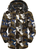 Men'S Windproof Ski Jacket Warm Raincoats Snowboarding Hooded Parka with Multi-Pockets