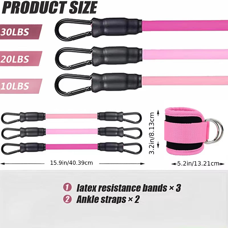 Ankle Straps Resistance Bands Set Fitness Workout Exercise Equipment Ankle Weight Yoga Elastic Fitness Band for Gym Man Woman
